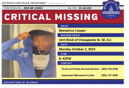 DC Police Department Seeks Public’s Help in Finding Missing Teen